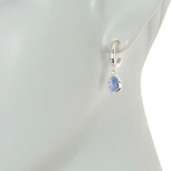 Monica Vinader Sterling Silver Siren Mini Kyanite‎ Nugget Huggie Earrings, NWT - Picture 8 of 16